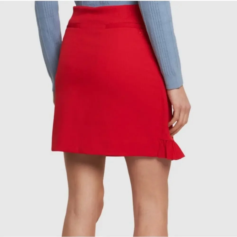 Tory Burch Sport Tech twill ruffled golf‎ skort red ruffle snap sz 2